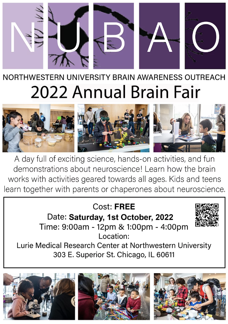 Flyer for NUBAO's 11th Annual STEM Neuroscience Fair on Saturday, October 1st, 2022